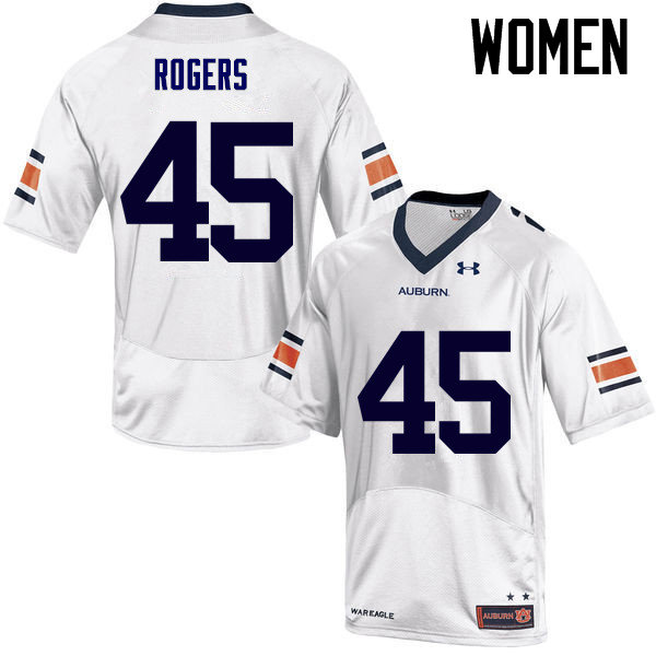 Auburn Tigers Women's Jacob Rogers #45 White Under Armour Stitched College NCAA Authentic Football Jersey JDU7274KC